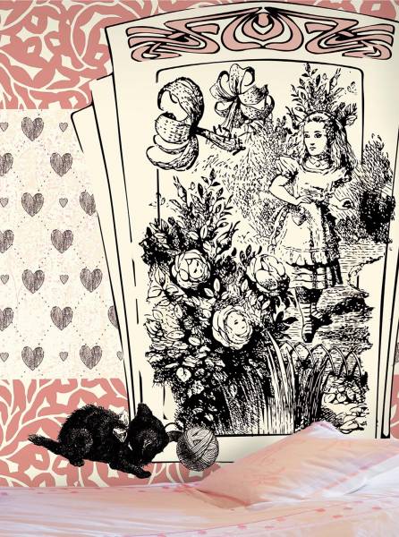 Alice and the black kitten - wallpaper