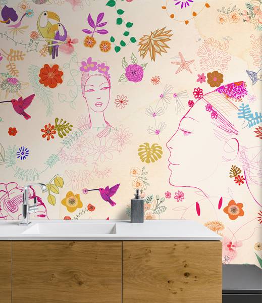 Watercolor, nature decor and fashion style - wallpaper